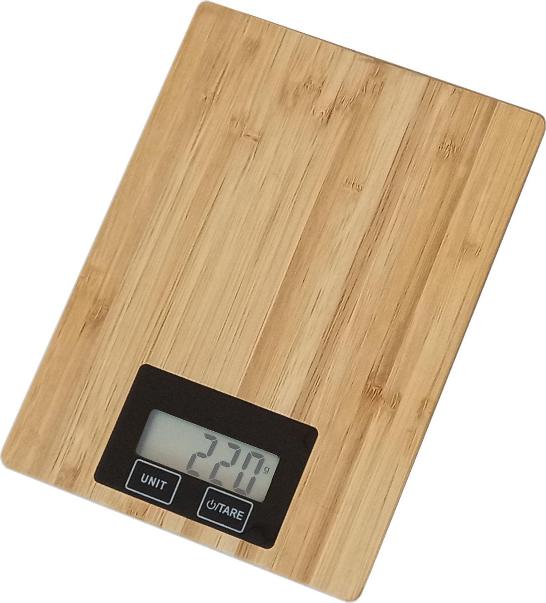 Báscula de cocina digital Platinet omega omega - incl. pilas - hasta 5 kg - báscula de cocina de precisión - pantalla LCD - bambú
