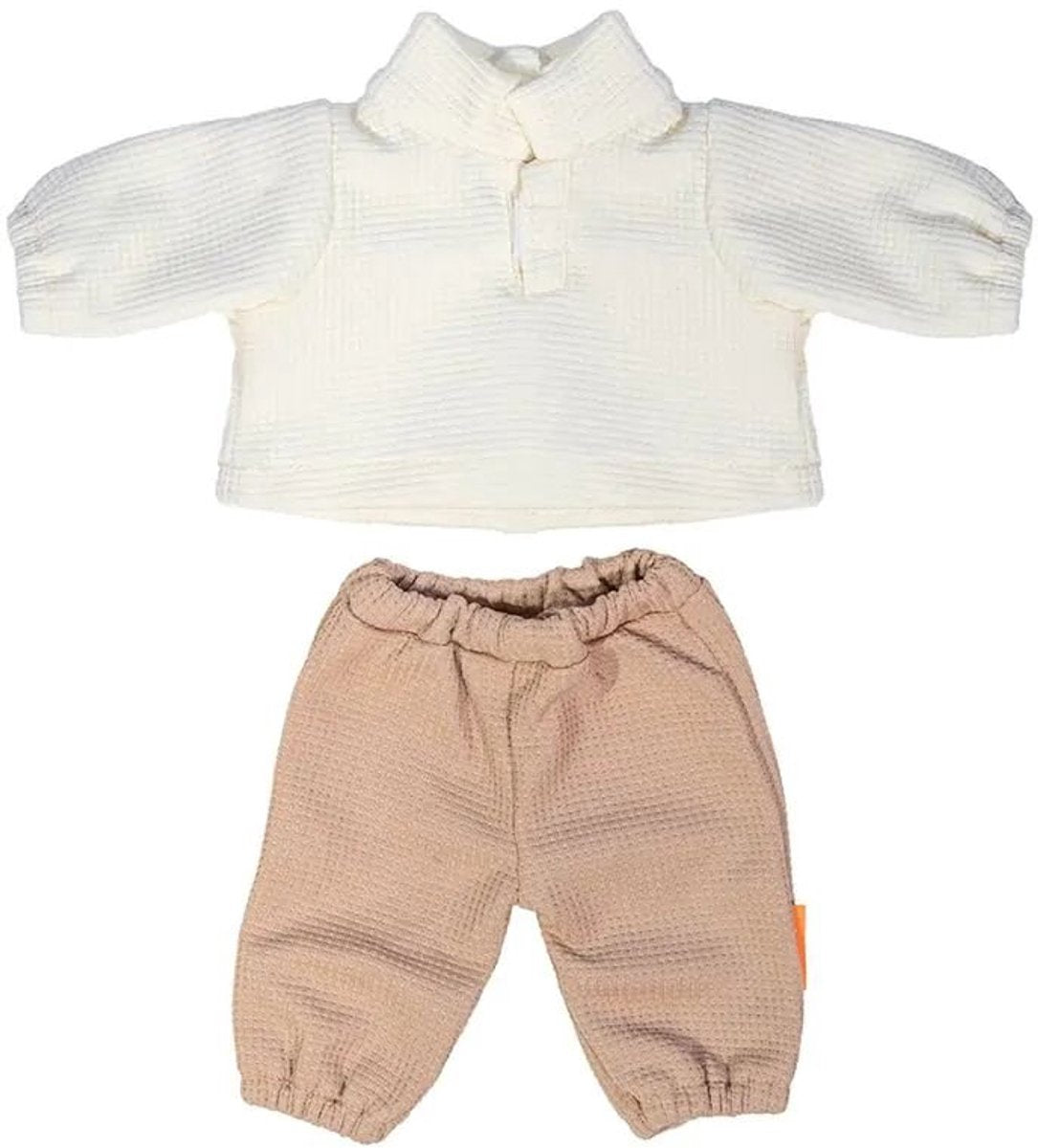 Miniland vestiti per bambole maglione e pantaloni 38 cm in cotone rosa.