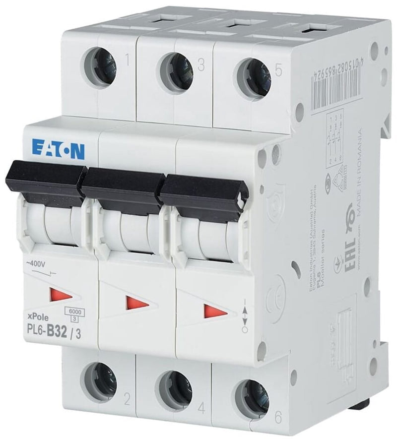 Disyuntor de instalación Eaton 3p 32a - pl6-b32 3 - tipo b