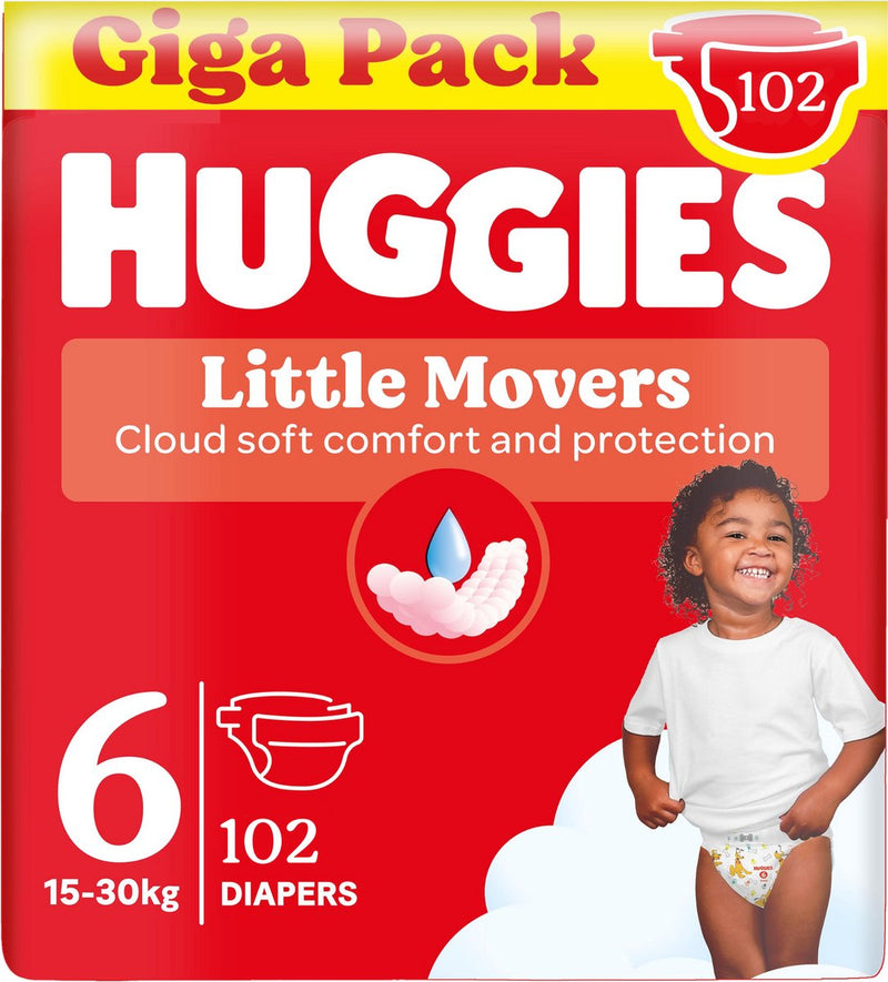 Pañales para bebé Huggies ® little movers, talla 6 (de 16 a 30 kg), 102 pañales con diseños de Disney©, giga pack
