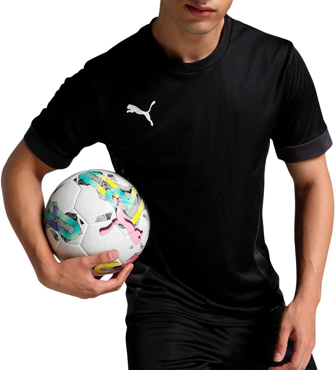 Puma teamgoal matchday jersey camiseta deportiva para hombre - black-white-flat dark grey
