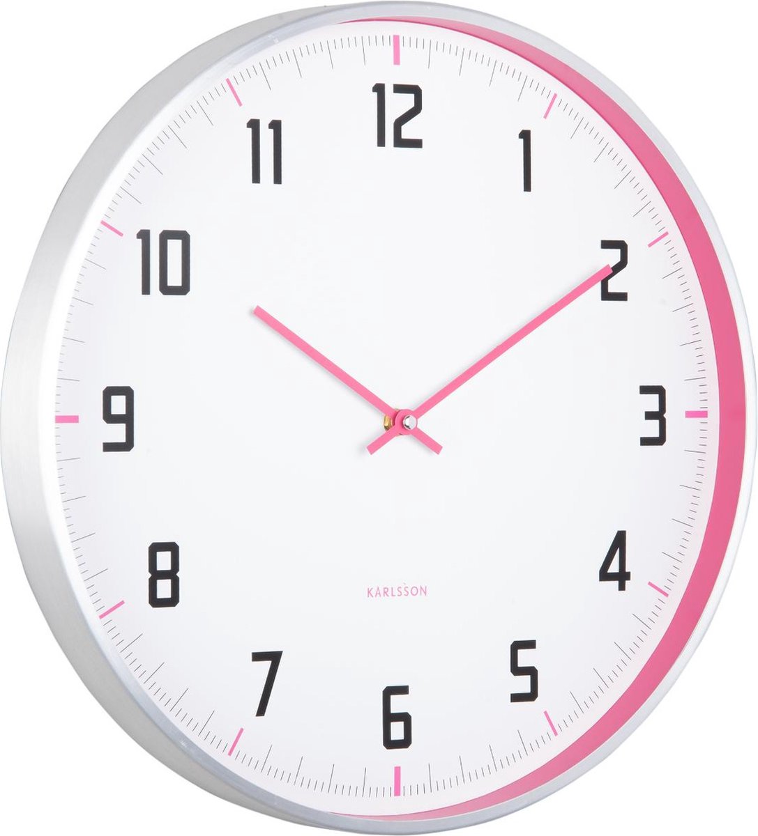 Reloj de pared deportivo Karlsson - rosa - ø40cm - reloj de pared escandinavo