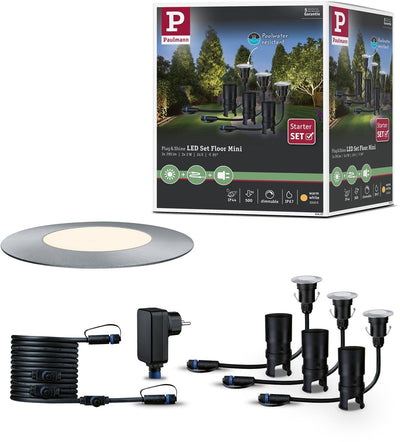 Paulmann Plug Shine LED Ground Recessed Lamp Floor Mini Basic Set IP67 3000K 3x2.5W 21VA Silver