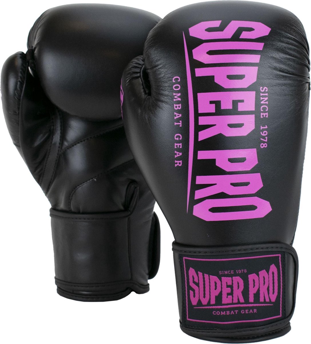 Guantoni da boxe Super Pro Combat Gear (kick) nero rosa 10 once