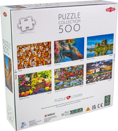 Tattica Sicilia, Italia – Puzzle – 500 pezzi – Paesaggio costiero italiano in Sicilia – Mar Mediterraneo e villaggio storico – Alta qualità scandinava