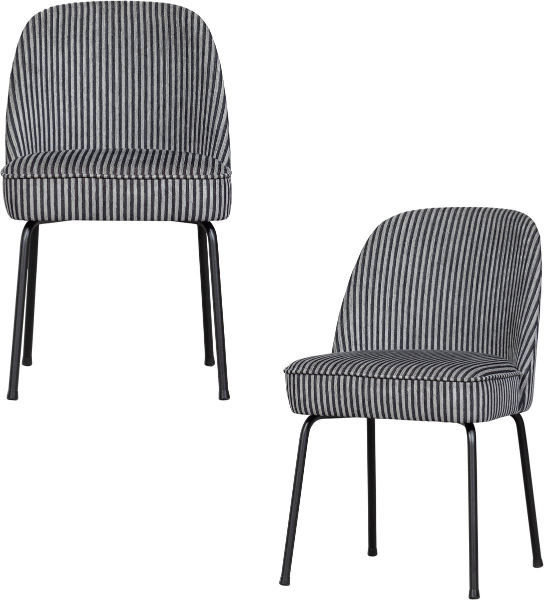 Sillas de comedor Woood vogue - tejido con rayas - negro gris - juego de 2