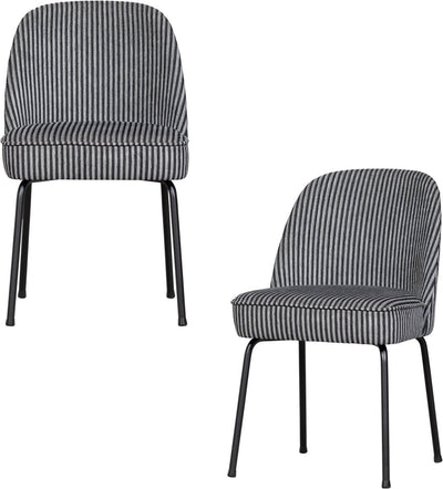 Sedie per sala da pranzo Woood Vogue - tessuto intrecciato con strisce - nero grigio - set di 2