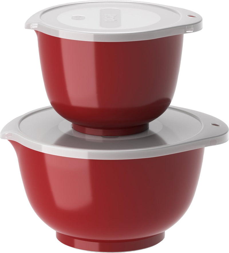 Set di ciotole Rosti Margrethe - 4 pezzi - 1,5 e 3 l - rosso - ciotola con coperchio per cuocere al forno e cucinare - lavabile in microonde, congelatore e lavastoviglie
