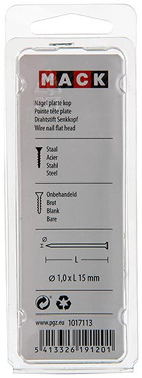 Mack 1017113 - clavo cabeza plana 90 gr 1,0 x 15 mm | 5 piezas