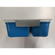 Lunchbox met vouwbare vork 20x15x7cm diepvries- en magnetronbestendig petrolblauw - afbeelding 2