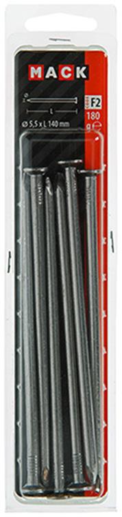 Mack 1017128 - clavo cabeza plana 180 gr 5,5 x 140 mm | 10 piezas