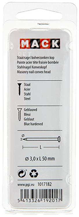 Mack 1017182 - clavo de acero bvk acero pavonado 45 gr 3,0 x 50 mm | 10 piezas