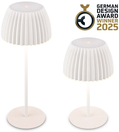 B.k.licht briloner champ - lampada da tavolo ricaricabile - lampada senza fili - dimmerabile al tocco - per interni ed esterni - vincitore del premio tedesco per il design 2025 - bianco - ø14,5 x 36,5 cm