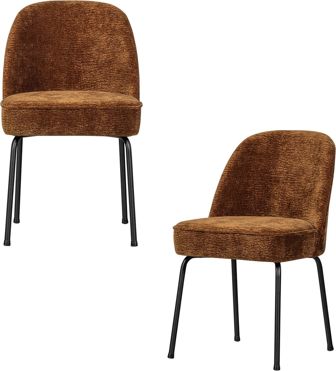 Woood vogue eetkamerstoelen - 3d chenille - midden bruin -set van 2