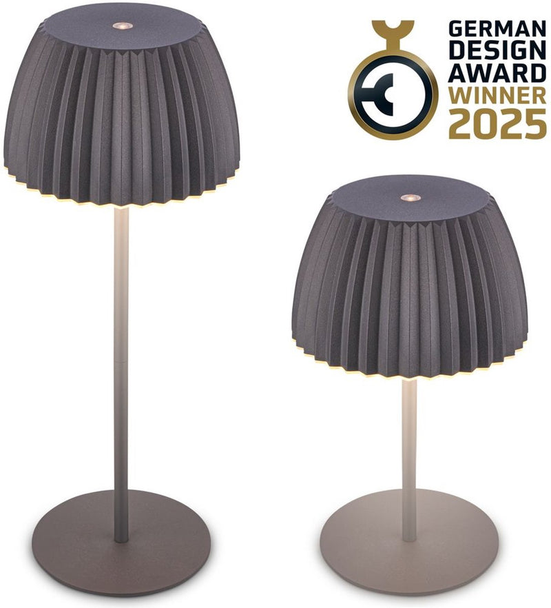 B.k.licht briloner champ - lampada da tavolo ricaricabile - lampada senza fili - dimmerabile al tocco - per interni ed esterni - vincitore del premio tedesco per il design 2025 - antracite - ø14,5 x 36,5 cm