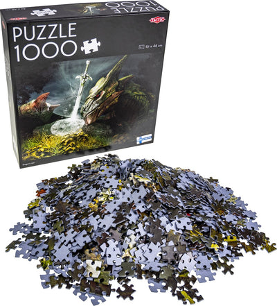 Tactic dragon's nest - puzzle - 1000 pieces - epic fantasy with dragons - mystical sword in the forest - high Scandinavian quality