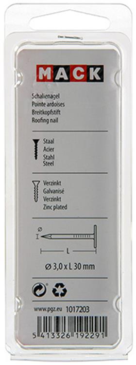 Mack 1017206 - clavo de esquisto de acero galvanizado 100 gr 3,5 x 60 mm | 5 piezas