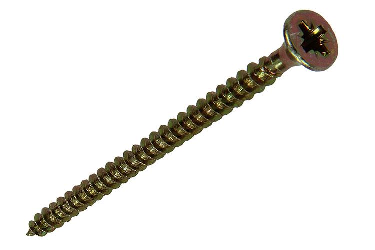 Mack 1017229 - tornillo para aglomerado con cabeza chapada en amarillo 14 piezas 3,5 x 50 mm | 10 piezas