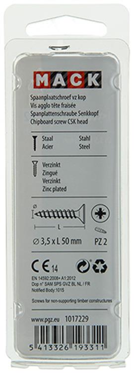 Mack 1017229 - tornillo para aglomerado con cabeza chapada en amarillo 14 piezas 3,5 x 50 mm | 10 piezas