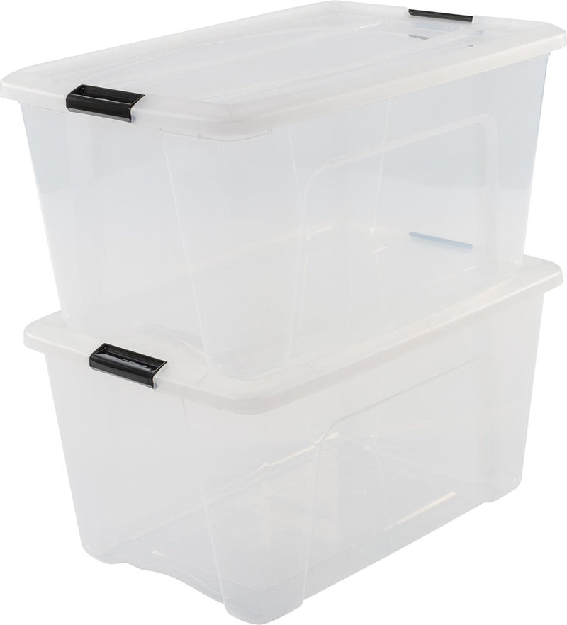 Bauletto portaoggetti Iris - 45 l - plastica - nero trasparente - set da 2