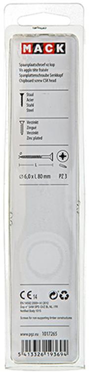 Mack 1017265 - tornillo para aglomerado con cabeza chapada en amarillo. 5 piezas 6,0 x 80 mm | 5 piezas