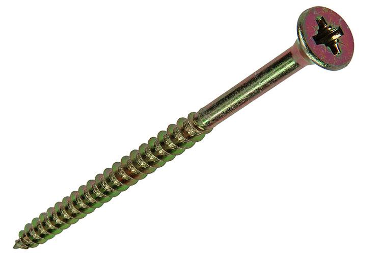 Mack 1017266 - tornillo para aglomerado con cabeza chapada en amarillo. 4 piezas 6,0 x 90 mm | 5 piezas