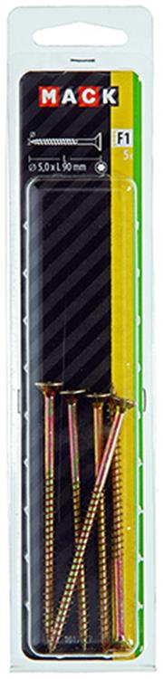 Mack 1017317 - españaplschr.vzkop-selfb. chapado en amarillo 5 piezas 5,0 x 90 mm | 5 piezas