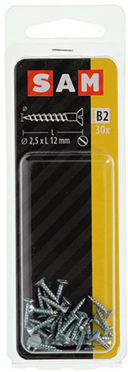 Mack 1017345 - tornillo para madera cabeza avellanada galvanizado 30 piezas 2,5 x 12 mm | 10 piezas