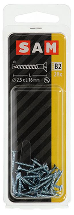 Mack 1017346 - tornillo para madera cabeza avellanada galvanizado 28 piezas 2,5 x 16 mm | 10 piezas