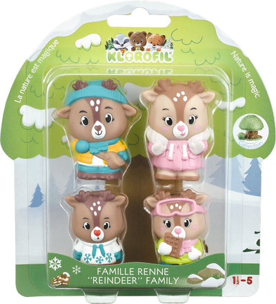 Klorofil el juego familiar de renos - juego de figuras de juego - figuras familiares - juguetes para niños - rudy, astrid, sten y helga - a partir de 18 meses - 4 piezas