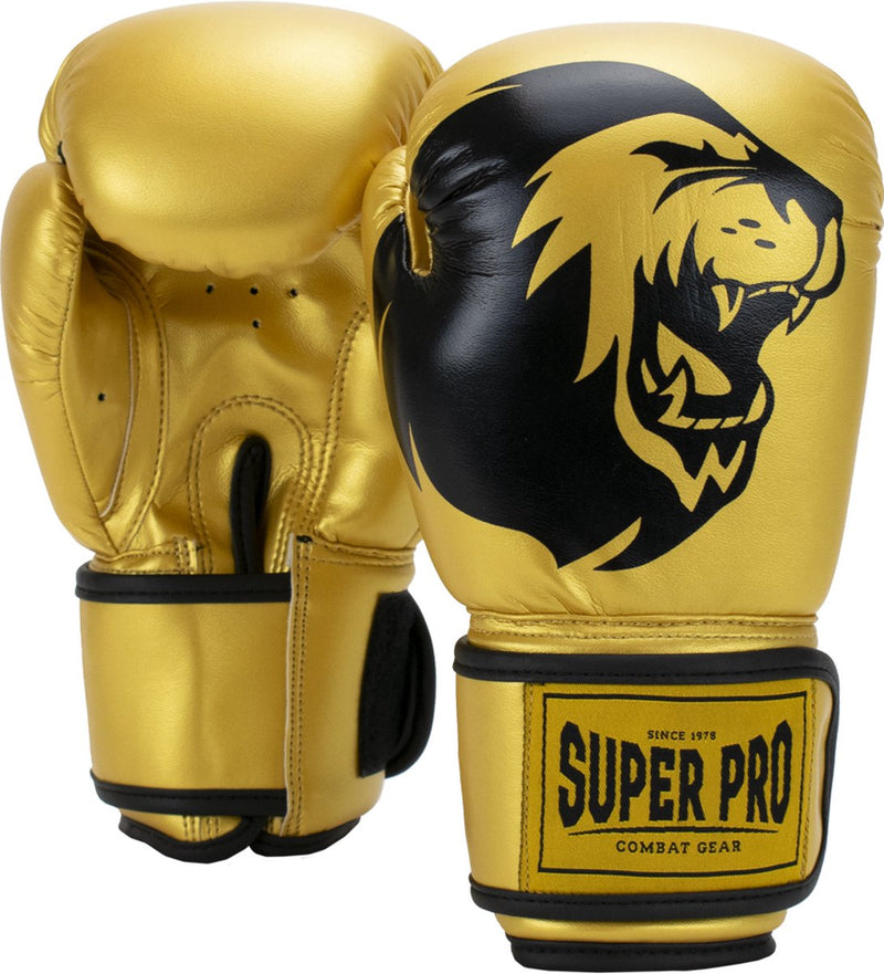 Guantes de boxeo Super Pro Combat Gear Talent (kick) dorado negro 6oz