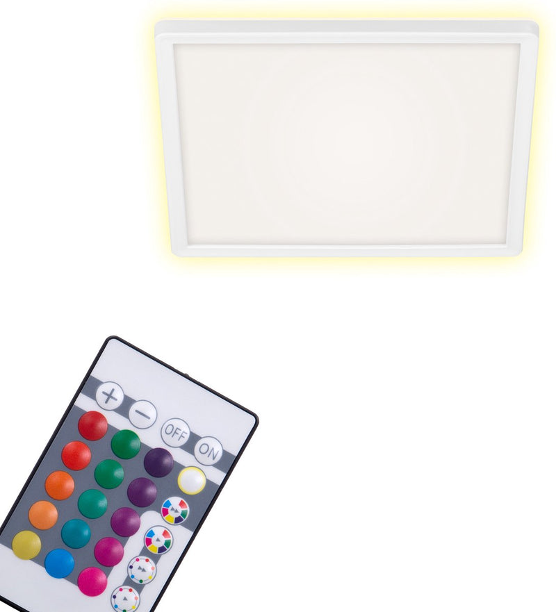 Briloner slim - led plafonniére - plafondlamp dimbaar - plafondlamp - rgb - kleurbediening - achtergrondverlichting - incl. afstandsbediening - 15 watt - 1.850 lumen - 4.000 kelvin - wit