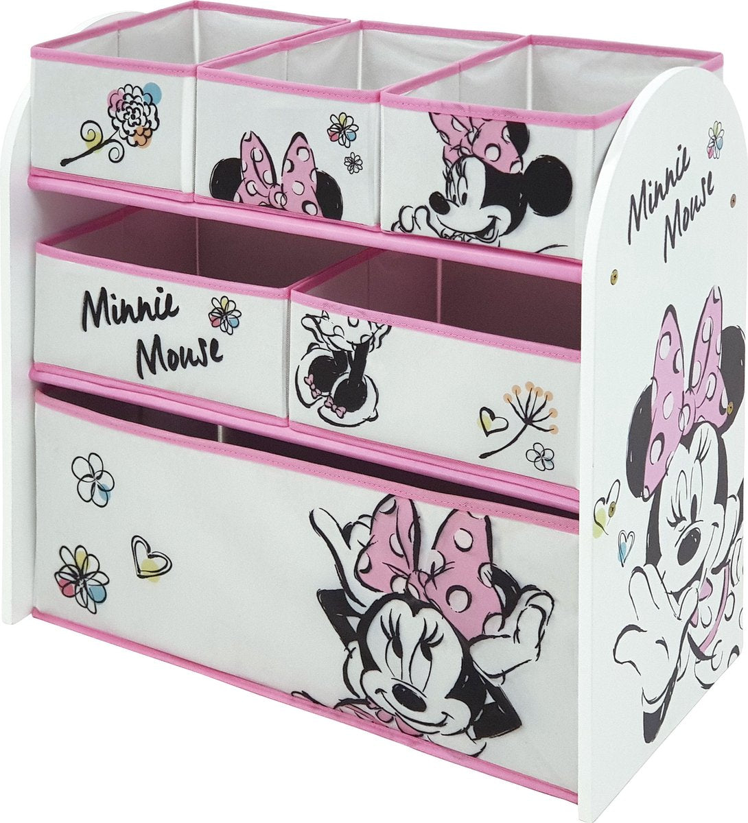 Portaoggetti Arditex Minnie Mouse 62 x 30 cm legno bianco rosa 7 pezzi