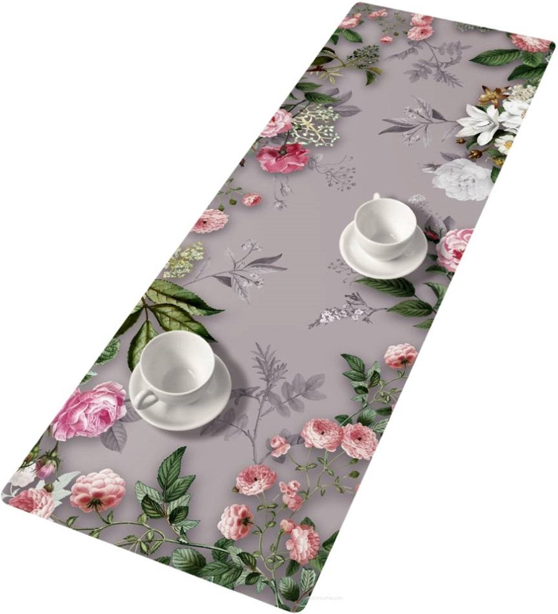 Bertoni - tafelloper tafelkleed - vilt - 115x40cm - melanie grey