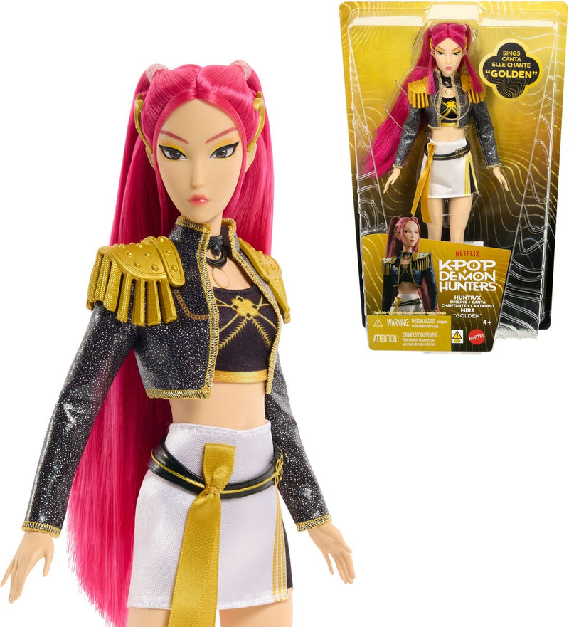 Mattel kpop cazadores de demonios hunter x mira muñeca cantante 'dorada' con traje