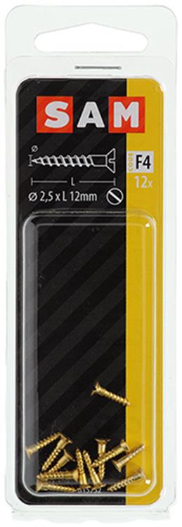 Mack 1019645 - tornillo para madera cabeza avellanada latón 12uds 2,5 x 12 mm | 10 piezas