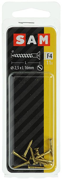 Mack 1019646 - tornillo para madera cabeza avellanada latón 11uds 2,5 x 16 mm | 10 piezas