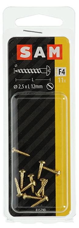 Mack 1019657 - tornillo para madera cabeza plana latón 11 piezas 2,5 x 12 mm | 10 piezas