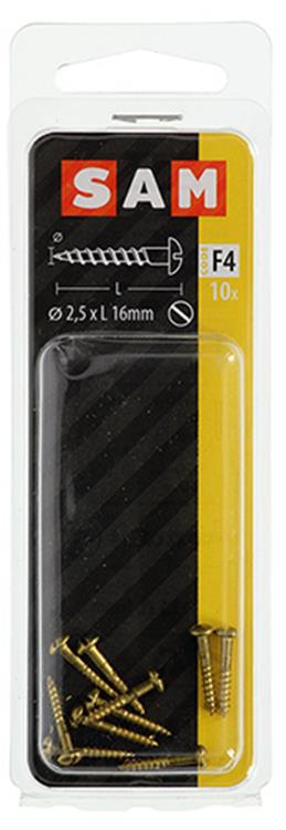Mack 1019658 - tornillo para madera cabeza plana latón 10 piezas 2,5 x 16 mm | 10 piezas