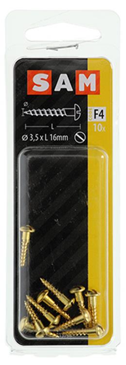 Mack 1019661 - tornillo para madera cabeza plana latón 10 piezas 3,5 x 16 mm | 10 piezas
