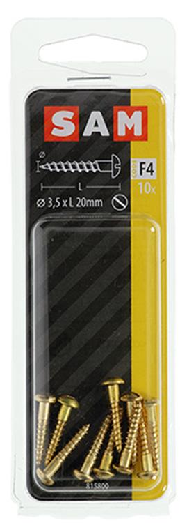 Mack 1019662 - tornillo para madera cabeza plana latón 10 piezas 3,5 x 20 mm | 10 piezas