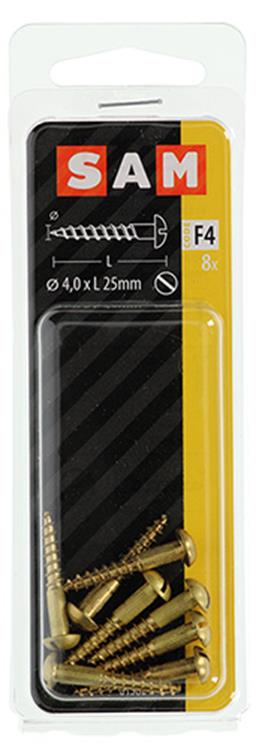 Mack 1019664 - tornillo para madera cabeza plana latón 8 piezas 4,0 x 25 mm | 10 piezas