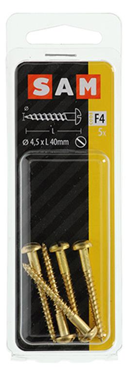 Mack 1019666 - tornillo para madera cabeza plana latón 5 piezas 4,5 x 40 mm | 10 piezas