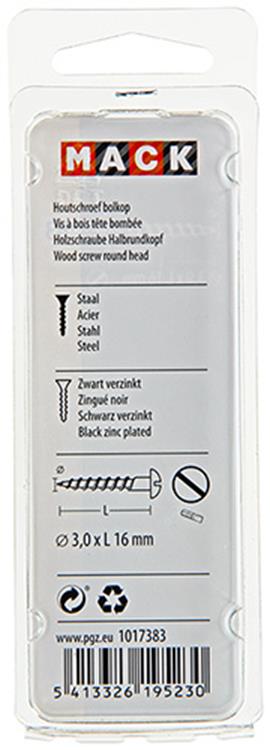 Mack 1017383 - tornillo para madera cabeza troncocónica galvanizado negro 20 piezas 3,0 x 16 mm | 10 piezas