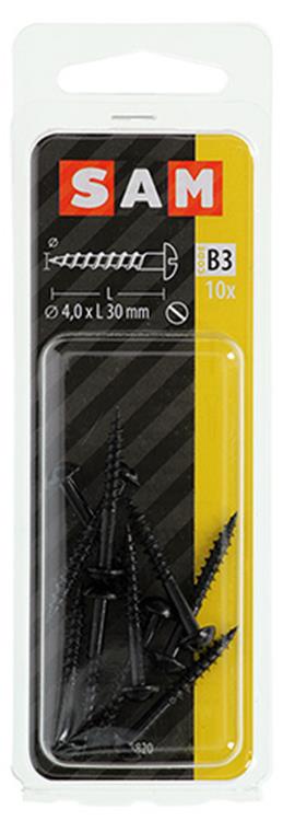 Mack 1017385 - tornillo para madera cabeza troncocónica galvanizado negro 10 piezas 4,0 x 30 mm | 10 piezas