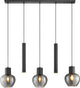 Brilliant ligari - hanglamp - 5-lichts - balk 123 cm - e27 max 3x20w gu10 max 2x10w - zwart smoke