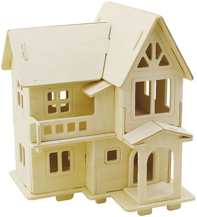 Creativ company Set costruzioni 3D in legno, casa con balcone, dimensioni 15,8x17,5x19,5, 1 pezzo