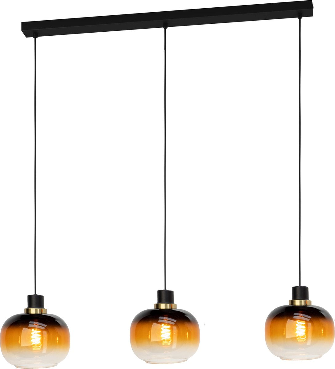 Eglo oilella hanglamp - e27 - 95 cm - amber glas - zwart geelkoper