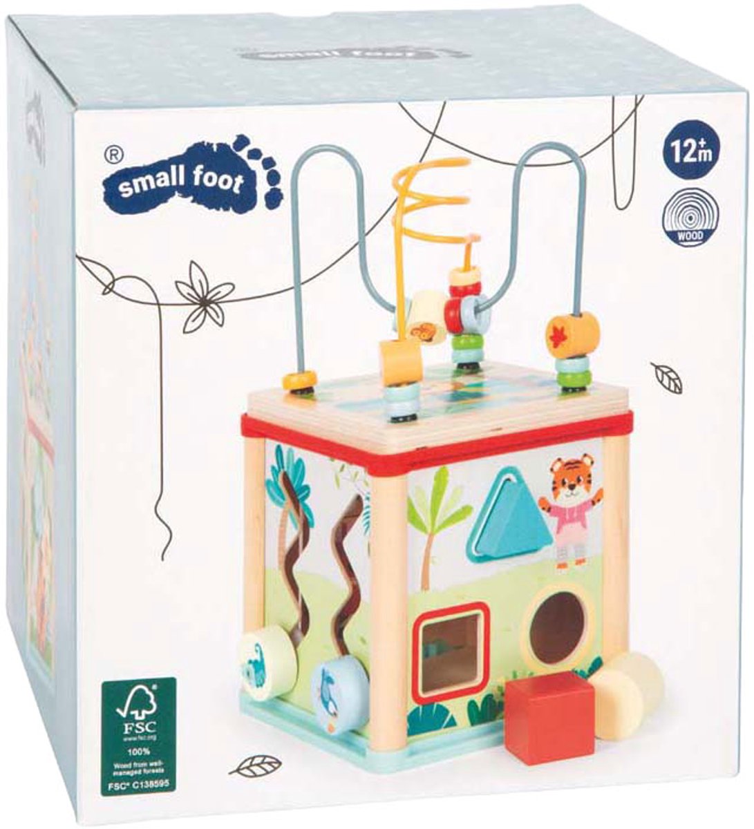 Small foot - Cubo motorio in legno fsc Jungle Friends
