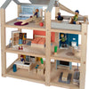 House per bambole in legno con mobili